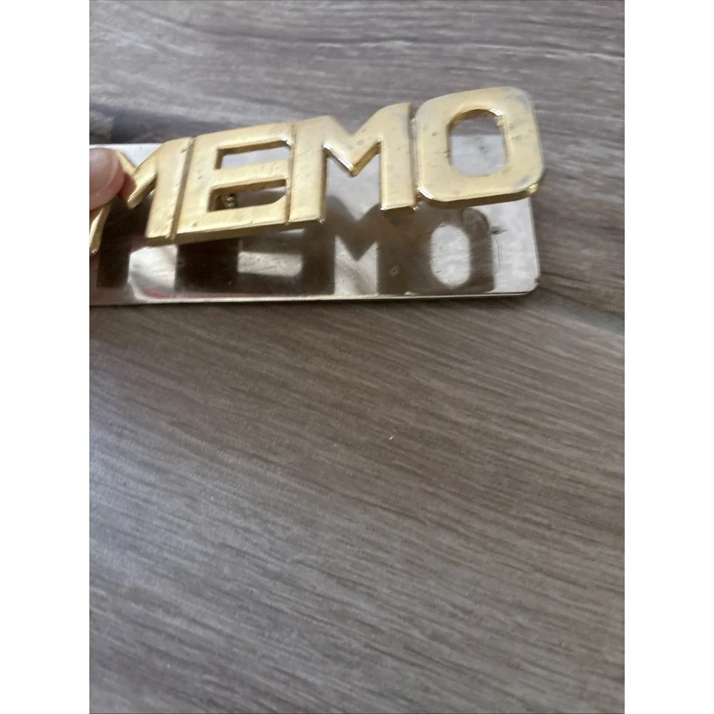 Vintage Brass Paper Holder Desk Memo Desktop 1980s